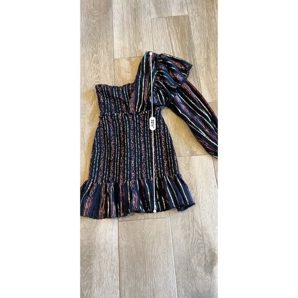 NWOT Farm Rio Lurex BLACK Stripes Mini Dress SIZE XS - Picture 6 of 10